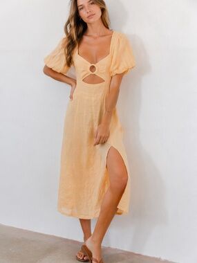 L Space Sienna Cut Out  Midi Dress Yellow XS